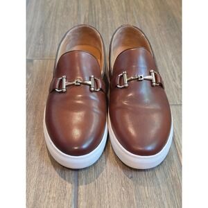 Boardwalk Mahogany Leather Bit Loafer Slip On Sneakers Mens 10 Brown White Sole